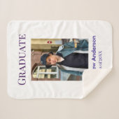 Graduation photo name class of 20XX blue simple bo Sherpadecke (Vorderseite (Horizontal))