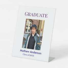 Graduation photo name class of 20XX blue simple bo Sockelschild