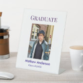 Graduation photo name class of 20XX blue simple bo Sockelschild (In SItu)