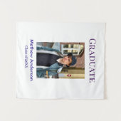 Graduation photo name class of 20XX blue simple bo Wandteppich (Vorderseite (Horizontal))