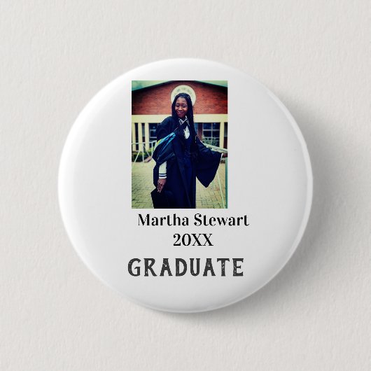 Graduation photo name year class university simple button (Vorderseite)