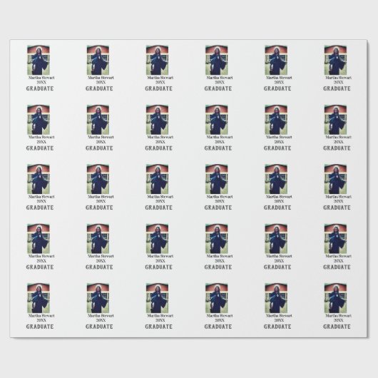 Graduation photo name year class university simple geschenkpapier (Flach)