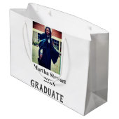 Graduation photo name year class university simple große geschenktüte (Rückseite Schrägansicht)