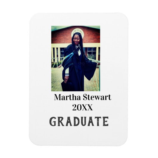 Graduation photo name year class university simple magnet (Vertikal)