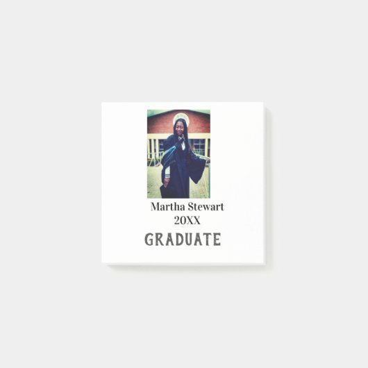 Graduation photo name year class university simple post-it klebezettel (Vorderseite)