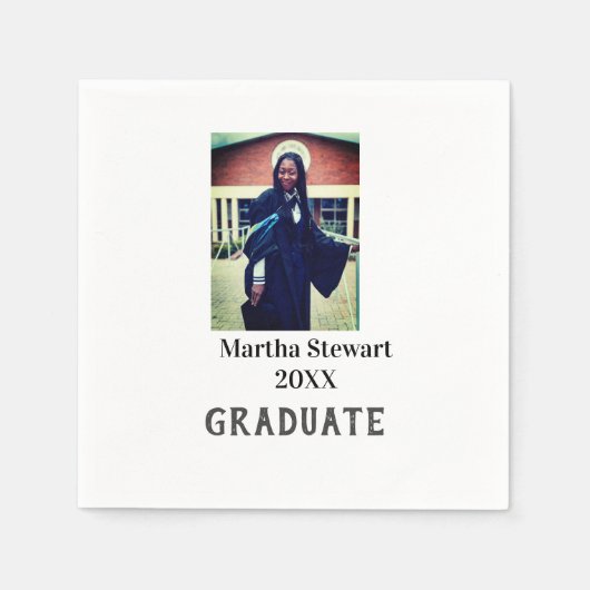 Graduation photo name year class university simple serviette (Vorderseite)