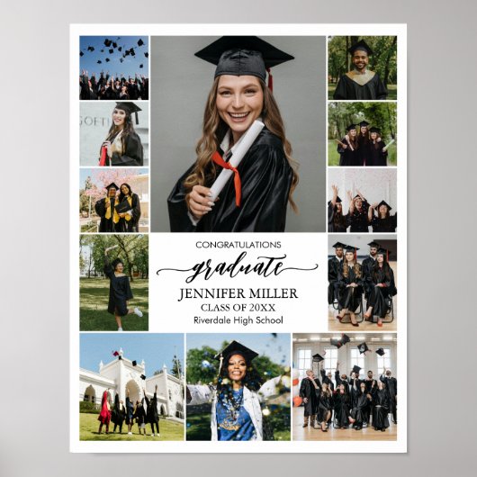 Graduation Portrait Custom Senior Photo Collage Poster (Vorne)