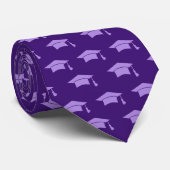 Graduation Purple Cap Icon Pattern Simple Classy Krawatte (Gerollt)