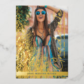 Graduation Real Golden Chic Fancy Romantic Photo  Folieneinladung (Vorderseite)