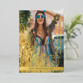 Graduation Real Golden Chic Fancy Romantic Photo  Folieneinladung (Stehend vorne)