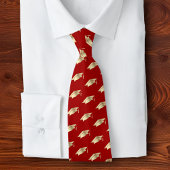 Graduation Red Gold Foil Cap Icon Pattern Minimal Krawatte