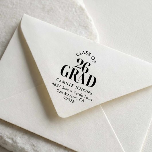 Graduation Return Address Stamp Class of 2026 Gummistempel