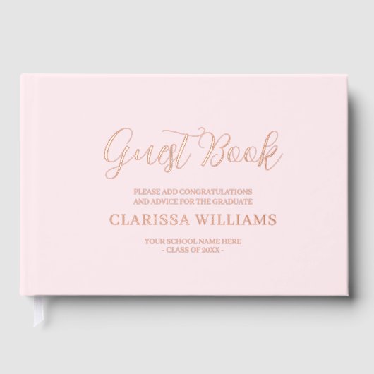 Graduation Rose Gold Foil Pink Gästebuch (Vorderseite)
