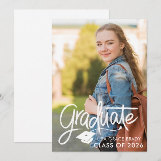 Graduation Script Announcement Einladung (Vorne/Hinten)