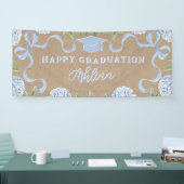 Graduation Sign, Kraft Colored Blue Hydrangea Banner (Messe)