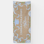 Graduation Sign, Kraft Colored Blue Hydrangea Banner (Vertikal)