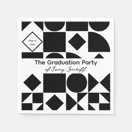 Graduation Simplistic Geometry Black and White Serviette (Vorderseite)