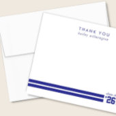 Graduation Sporty Stripes Deep Blue Dankeskarte
