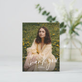 Graduation thank you postcard with two photos postkarte (Stehend Vorderseite)