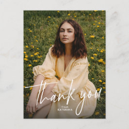 Graduation thank you postcard with two photos postkarte