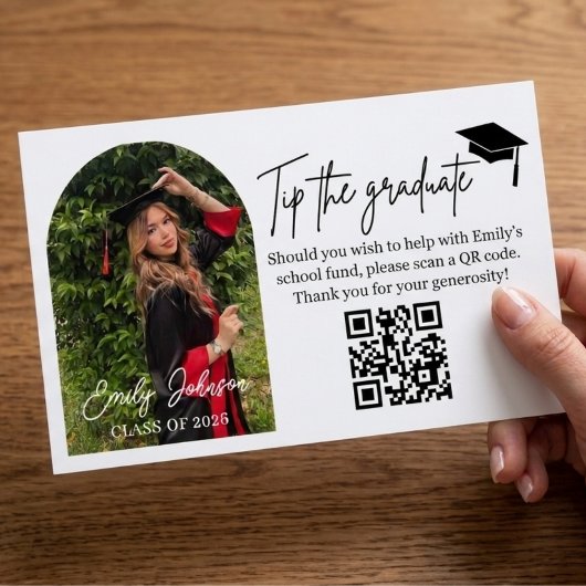 Graduation Tip Card QR Code Money Gift Begleitkarte