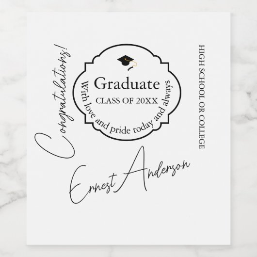 Graduation Wine Bottle Label Custom Gift Weinetikett (Einzelnes Label)