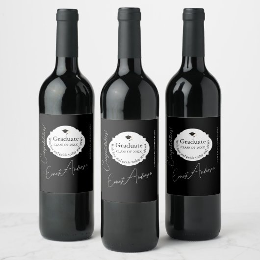 Graduation Wine Label Elegant Custom Keepsake Weinetikett (Flaschen)