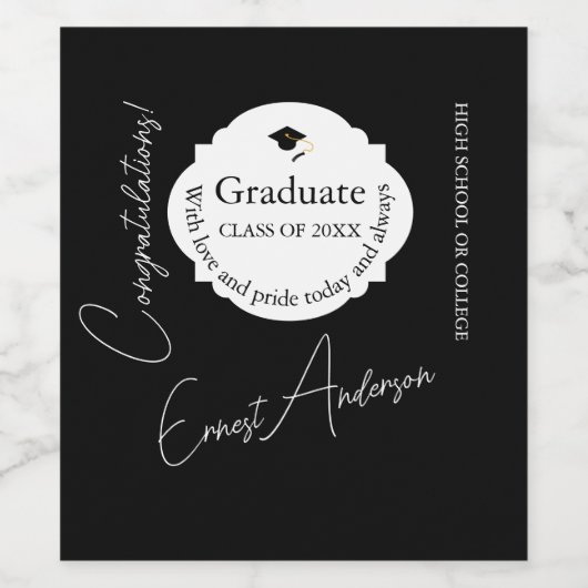 Graduation Wine Label Elegant Custom Keepsake Weinetikett (Einzelnes Label)