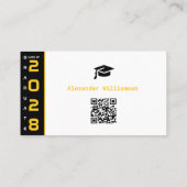 Graduation Yellow Black QR Code Modern Graduation Telefonnummerkarte (Rückseite)