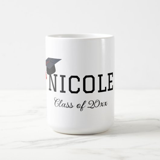 Graduationsgrenze mit Name und Klasse des Jahres Kaffeetasse (Mittel)