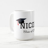 Graduationsgrenze mit Name und Klasse des Jahres Kaffeetasse (Vorderseite Links)