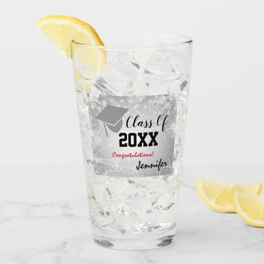 Graduationskap, Class Year 20XX Party Silver Glas (Vorderseite Ice)