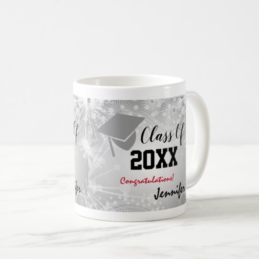 Graduationskap, Class Year 20XX Party Silver Kaffeetasse (VorderseiteRechts)