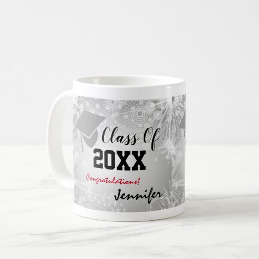 Graduationskap, Class Year 20XX Party Silver Kaffeetasse (Vorderseite Links)