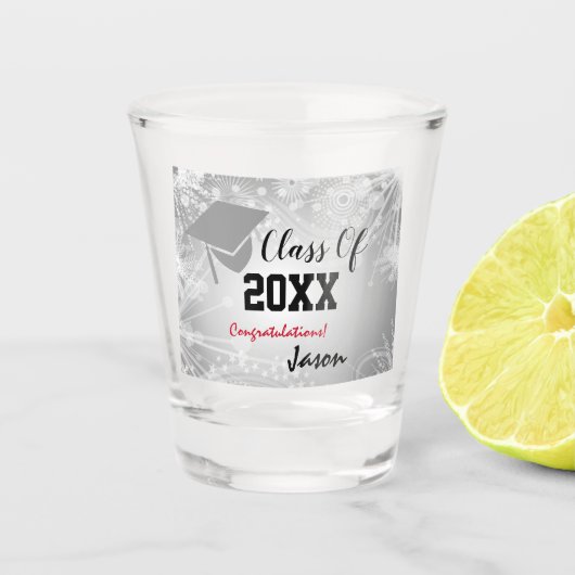Graduationskap, Class Year 20XX Party Silver Schnapsglas (Vorderseite)