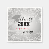 Graduationskap, Class Year 20XX Party Silver Serviette (Vorderseite)
