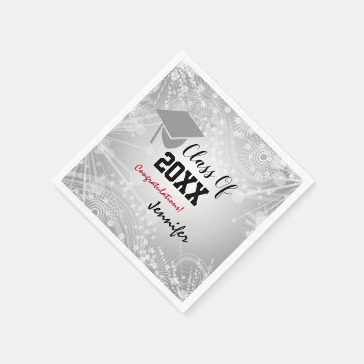 Graduationskap, Class Year 20XX Party Silver Serviette (Ecke)