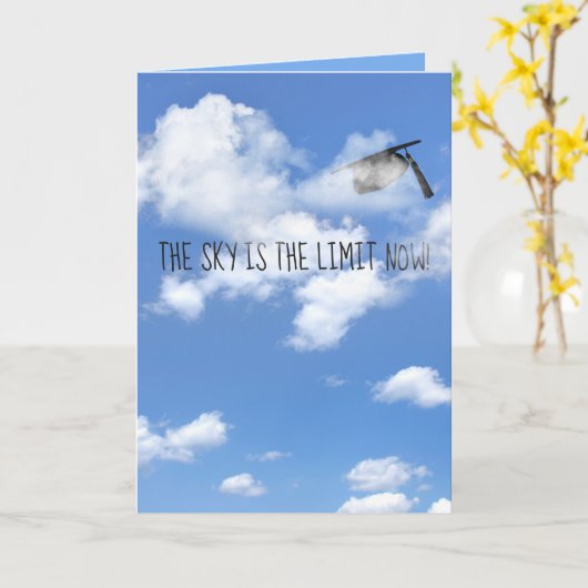 Graduationskappe in Wolken Karte (Gelbe Blume)