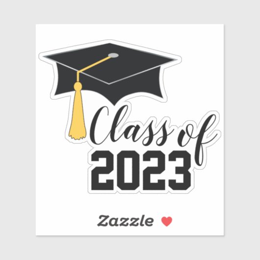Graduationskappe mit Tassel-Klasse 2023 Sticker (Blatt)