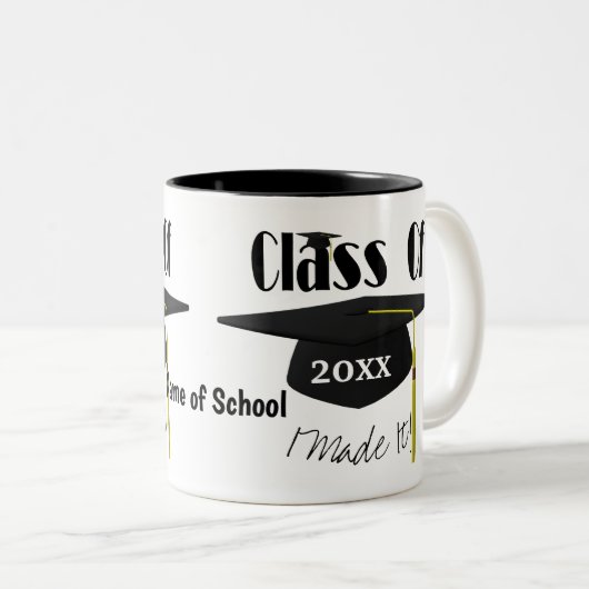 Graduationskappe und Tassel I machte es Niedlich Zweifarbige Tasse (VorderseiteRechts)