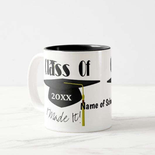 Graduationskappe und Tassel I machte es Niedlich Zweifarbige Tasse (Vorderseite Links)