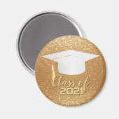 Graduationsobergrenze - Klasse 20XX - Gold-Glitzer Magnet (Vorderseite/Rückseite)