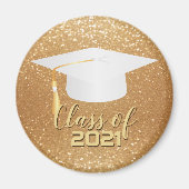 Graduationsobergrenze - Klasse 20XX - Gold-Glitzer Magnet (Vorne)