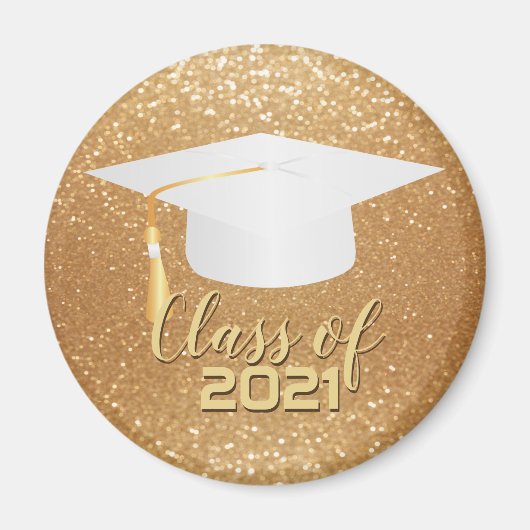 Graduationsobergrenze - Klasse 20XX - Gold-Glitzer Magnet (Vorne)