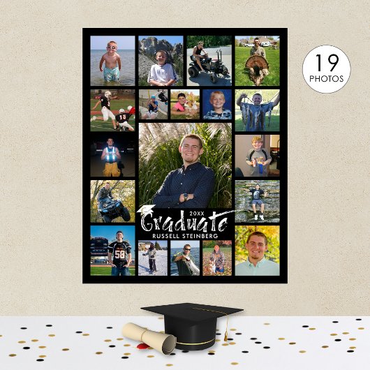 Graduationspartei 19 Foto Display Brush Typografie Poster