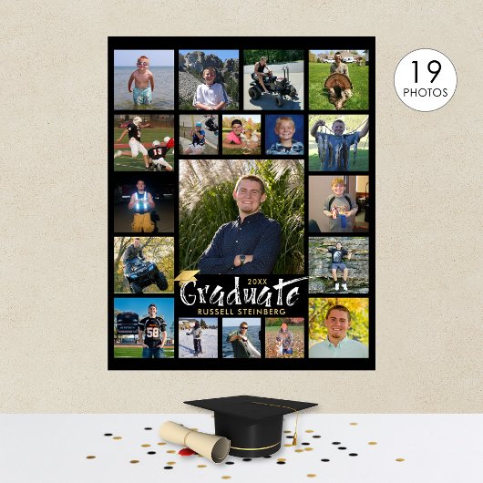 Graduationspartei 19 Foto Display Brush Typografie Poster