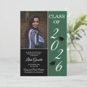 Graduationspartei 2025 Grad Hat Green Einladung (Stehend Vorderseite)