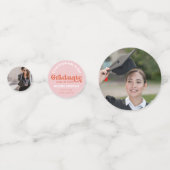 Graduationspartei 70er Orange und Rosa Konfetti (Vorderseiten)