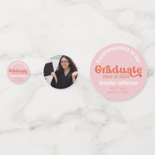 Graduationspartei 70er Orange und Rosa Konfetti (Rückseiten)