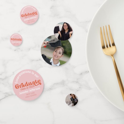 Graduationspartei 70er Orange und Rosa Konfetti (Gruppe)